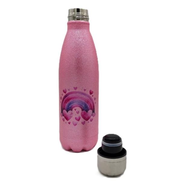 Trinkflasche Glitzer mit Regenbogen